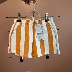 Zara Kids Striped Orange and Cream Shorts